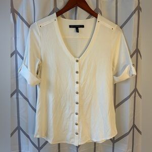 White House Black Market Cream Button-Up Blouse